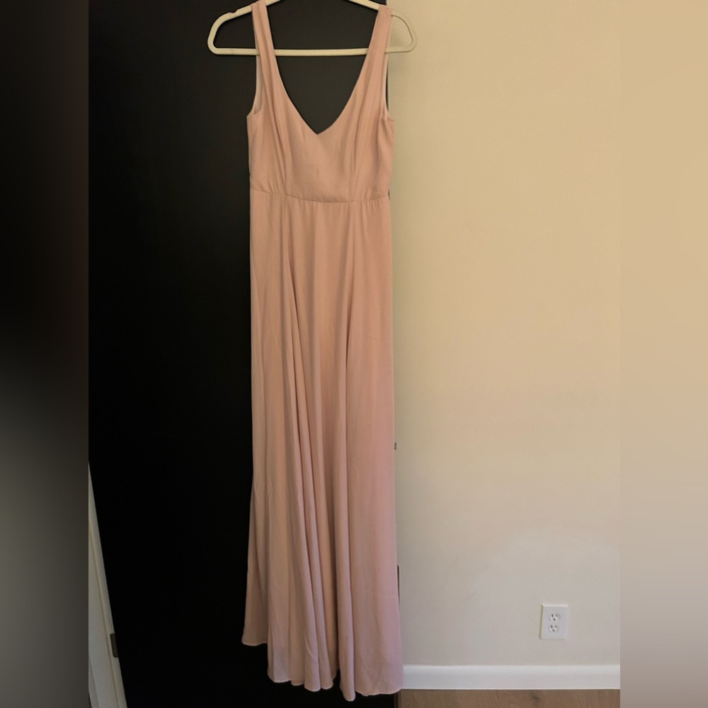 Mumu soft pink or blush sleeveless long crepe dress ladies small